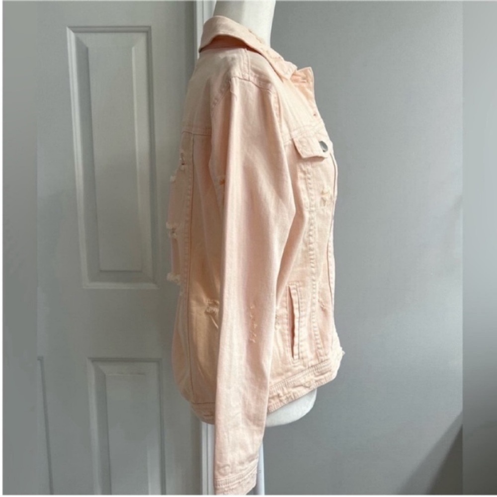RACHEL Rachel Roy Blush Deconstructed Denim Jacket Size XS - Picture 7 of 10